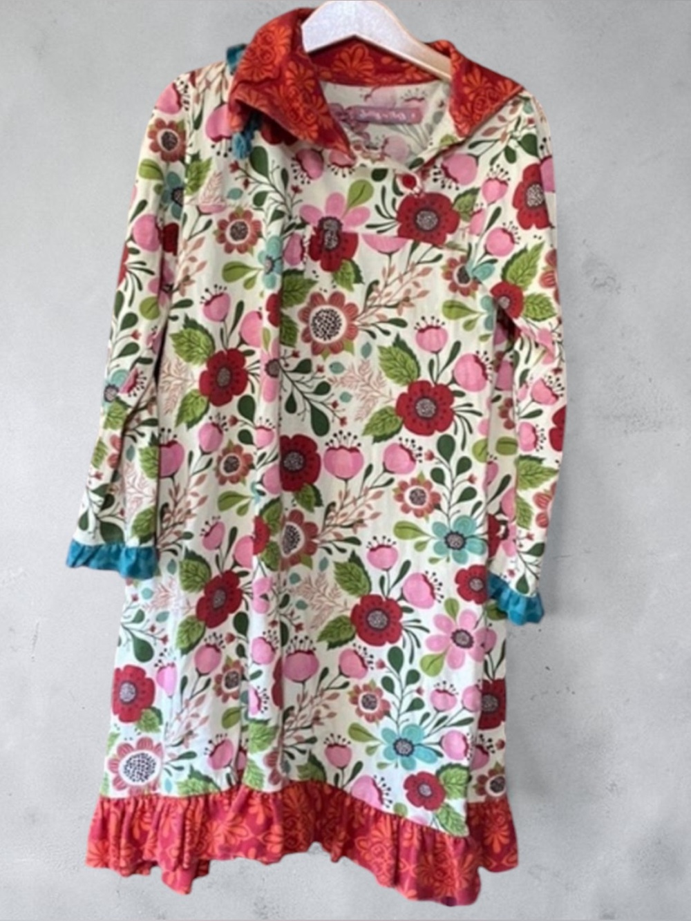 Jelly the Pug Floral Ruffle Hooded Dress Girls Boutique Cottagecore 8